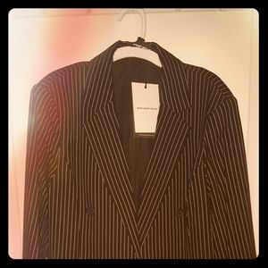 Woman's Black Suitcoat with white stripes
